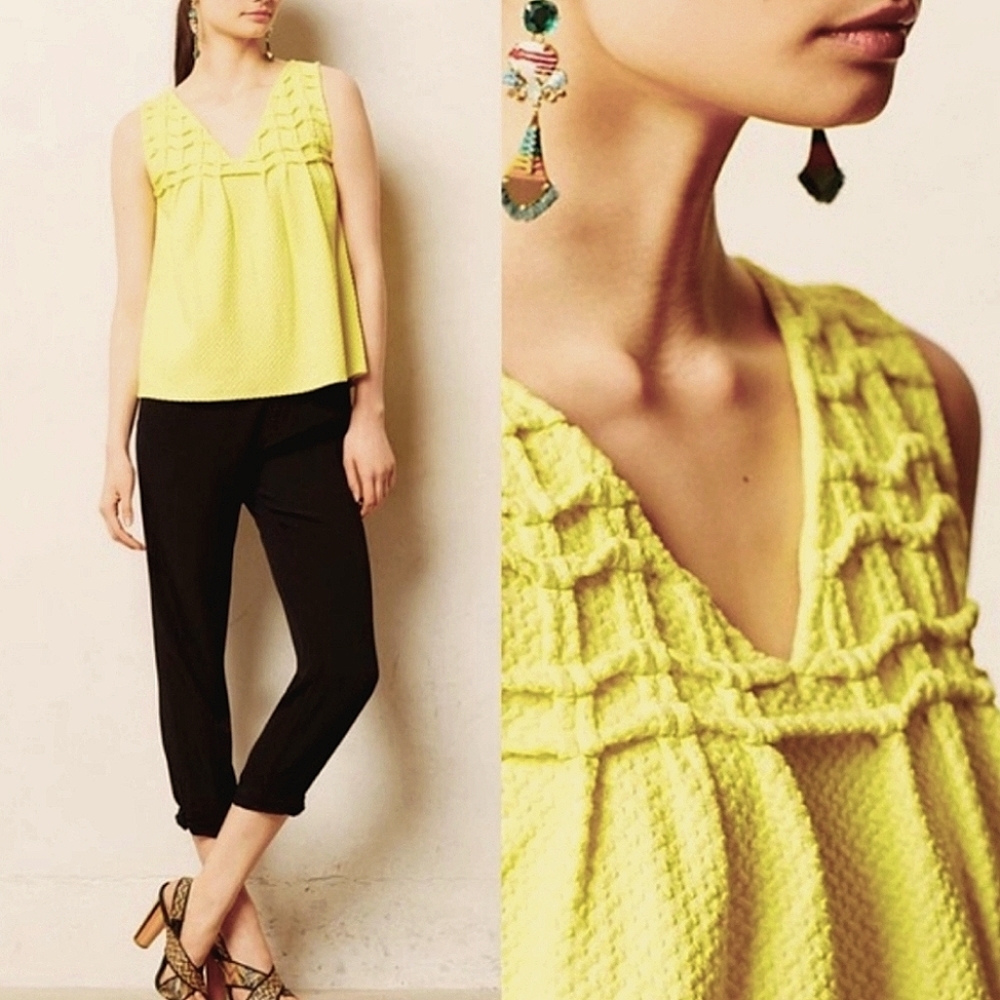 Anthropologie Deletta Smocked Swing Tank Top
